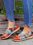 Vintage Contrast Flower Applique Velcro Mary Jane Flat Shoes