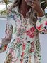 Buttoned Loose Casual Shirt Collar Dress