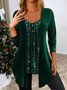 Women's Square Neck Christmas Green Velvet Sequin Top