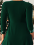 Women's Square Neck Christmas Green Velvet Sequin Top