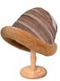 Casual Multicolor Striped Faux Fur Wide Brim Hat Beanie Daily Outdoor Accessories