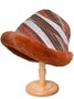 Casual Multicolor Striped Faux Fur Wide Brim Hat Beanie Daily Outdoor Accessories