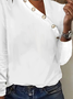 JFN Buttoned Plain Casual Polyester Cotton-blend T-Shirt