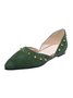 Plus Size Rivet Decor Pointed Toe Faux Suede Flats
