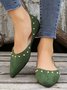 Plus Size Rivet Decor Pointed Toe Faux Suede Flats