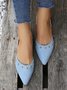 Plus Size Rivet Decor Pointed Toe Faux Suede Flats