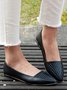 Casual Textured Pointed-Toe Flat Shoes