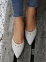 Plus Size Rivet Decor Pointed Toe Faux Suede Flats