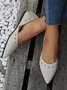 Plus Size Rivet Decor Pointed Toe Faux Suede Flats