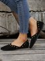 Plus Size Rivet Decor Pointed Toe Faux Suede Flats