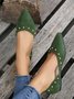 Plus Size Rivet Decor Pointed Toe Faux Suede Flats