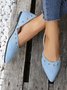 Plus Size Rivet Decor Pointed Toe Faux Suede Flats