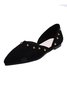 Plus Size Rivet Decor Pointed Toe Faux Suede Flats