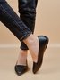 Casual Textured Pointed-Toe Flat Shoes