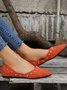 Plus Size Rivet Decor Pointed Toe Faux Suede Flats