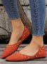 Plus Size Rivet Decor Pointed Toe Faux Suede Flats