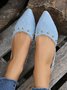 Plus Size Rivet Decor Pointed Toe Faux Suede Flats