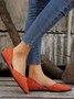 Plus Size Rivet Decor Pointed Toe Faux Suede Flats