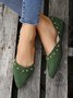 Plus Size Rivet Decor Pointed Toe Faux Suede Flats