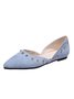 Plus Size Rivet Decor Pointed Toe Faux Suede Flats