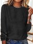 Women's Long Sleeve Blouse Spring/Fall Plain Cotton-Blend Crew Neck Daily Going Out Simple Top