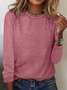 Women's Long Sleeve Blouse Spring/Fall Plain Cotton-Blend Crew Neck Daily Going Out Simple Top