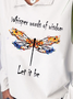 V Neck Casual Dragonfly T-Shirt