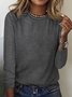 Women's Long Sleeve Blouse Spring/Fall Plain Cotton-Blend Crew Neck Daily Going Out Simple Top