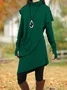 Long Sleeve Turtleneck Asymmetric Tunic Dress