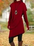 Long Sleeve Turtleneck Asymmetric Tunic Dress