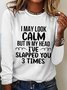 Women Text Letters Long Sleeve Blouse Spring/Fall Crew Neck Daily Simple Top