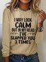 Women Text Letters Long Sleeve Blouse Spring/Fall Crew Neck Daily Simple Top