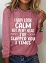 Women Text Letters Long Sleeve Blouse Spring/Fall Crew Neck Daily Simple Top