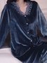 Lace Stitching Gold Velvet Long Sleeve Trousers Loungewear Two Piece Plus Size