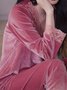 Lace Stitching Gold Velvet Long Sleeve Trousers Loungewear Two Piece Plus Size