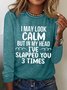 Women Text Letters Long Sleeve Blouse Spring/Fall Crew Neck Daily Simple Top