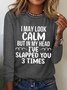 Women Text Letters Long Sleeve Blouse Spring/Fall Crew Neck Daily Simple Top