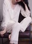 Lace Stitching Gold Velvet Long Sleeve Trousers Loungewear Two Piece Plus Size