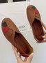 Vintage Casual Leaf Contrast Flats