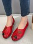 Vintage Casual Leaf Contrast Flats
