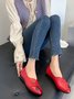 Vintage Casual Leaf Contrast Flats