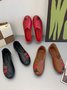 Vintage Casual Leaf Contrast Flats