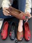Vintage Casual Leaf Contrast Flats
