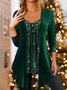 Women's Square Neck Christmas Green Velvet Sequin Top