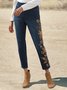 Denim Casual Floral Regular Fit Jeans