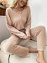 Waffle Loose Button Casual Two-Piece Set