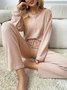 Waffle Loose Button Casual Two-Piece Set