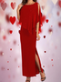 Red Chiffon Cape Stud Detail Dress
