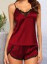 Sexy Lace Camisole Shorts Homewear Pajamas Set Plus Size