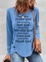 Women's Long Sleeve Blouse Spring/Fall Text Letters Crew Neck Daily Going Out Casual Top